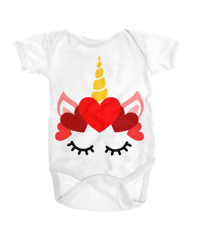 Valentine's Day Unicorn Baby Bodysuit