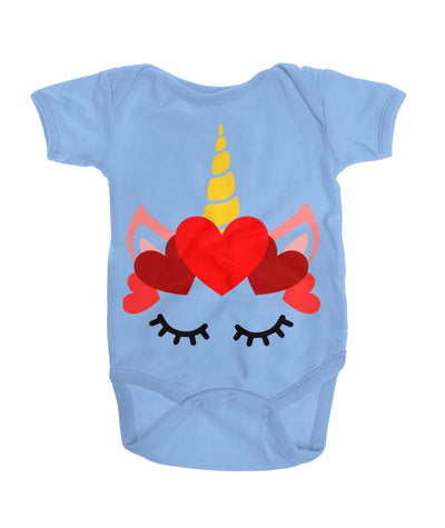 Valentine's Day Unicorn Baby Bodysuit