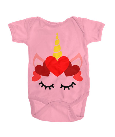 Valentine's Day Unicorn Baby Bodysuit