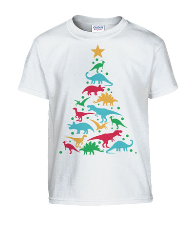 Dinosaur Christmas Tree Kids Tshirt