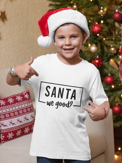 "Santa We Good?" Kids Christmas Tshirt