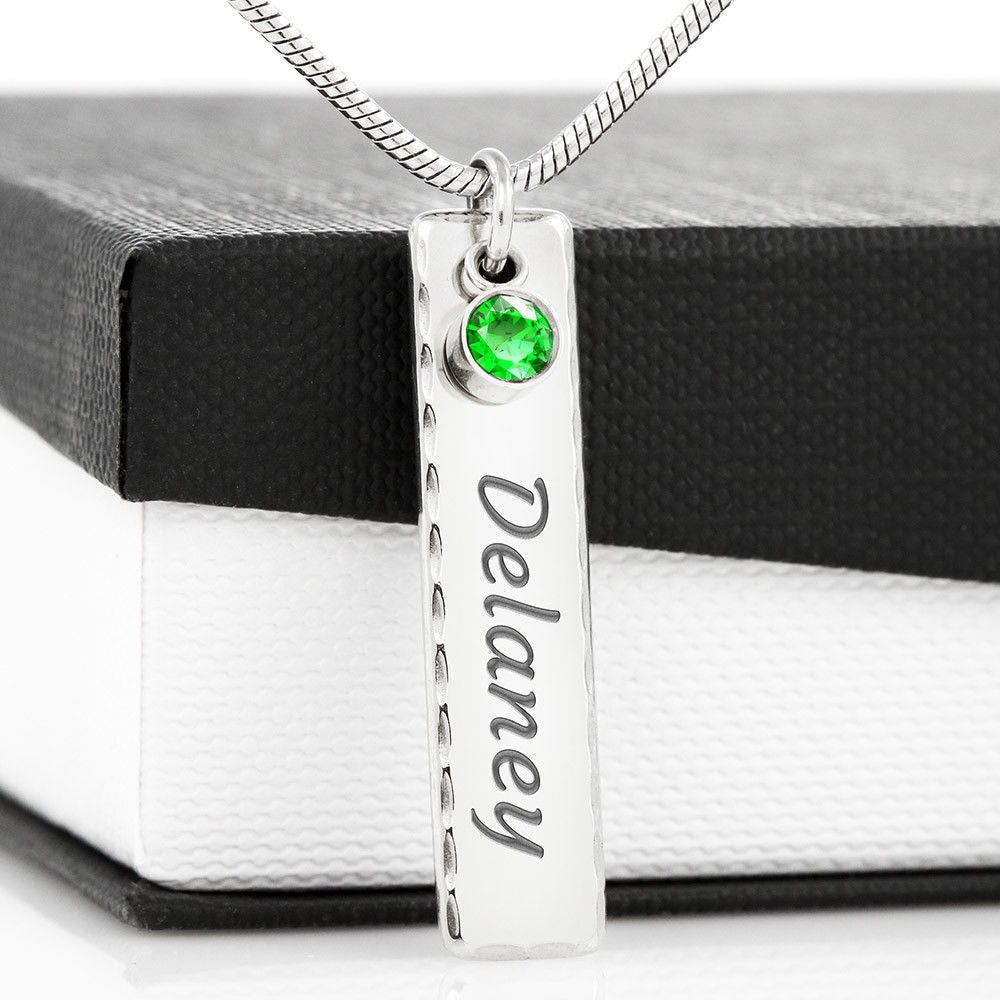 Personalized Birthstone Bar Necklace