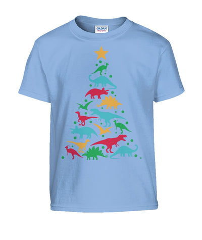 Dinosaur Christmas Tree Kids Tshirt