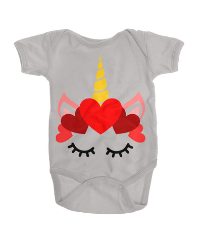 Valentine's Day Unicorn Baby Bodysuit