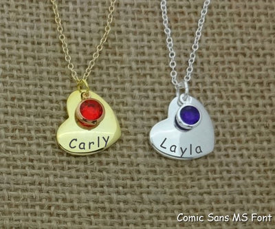 Personalized Granddaughter Birthstone Heart Necklace