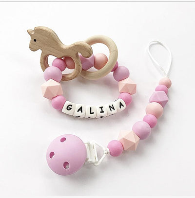 Personalized Baby Teething Ring Set