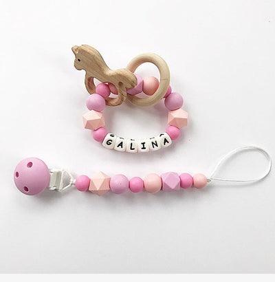 Personalized Baby Teething Ring Set