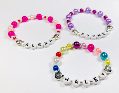 Personalized Cute Cat lover Girls Pearl Bracelet