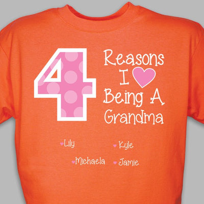 Reasons I love being a grandma Orange shirt