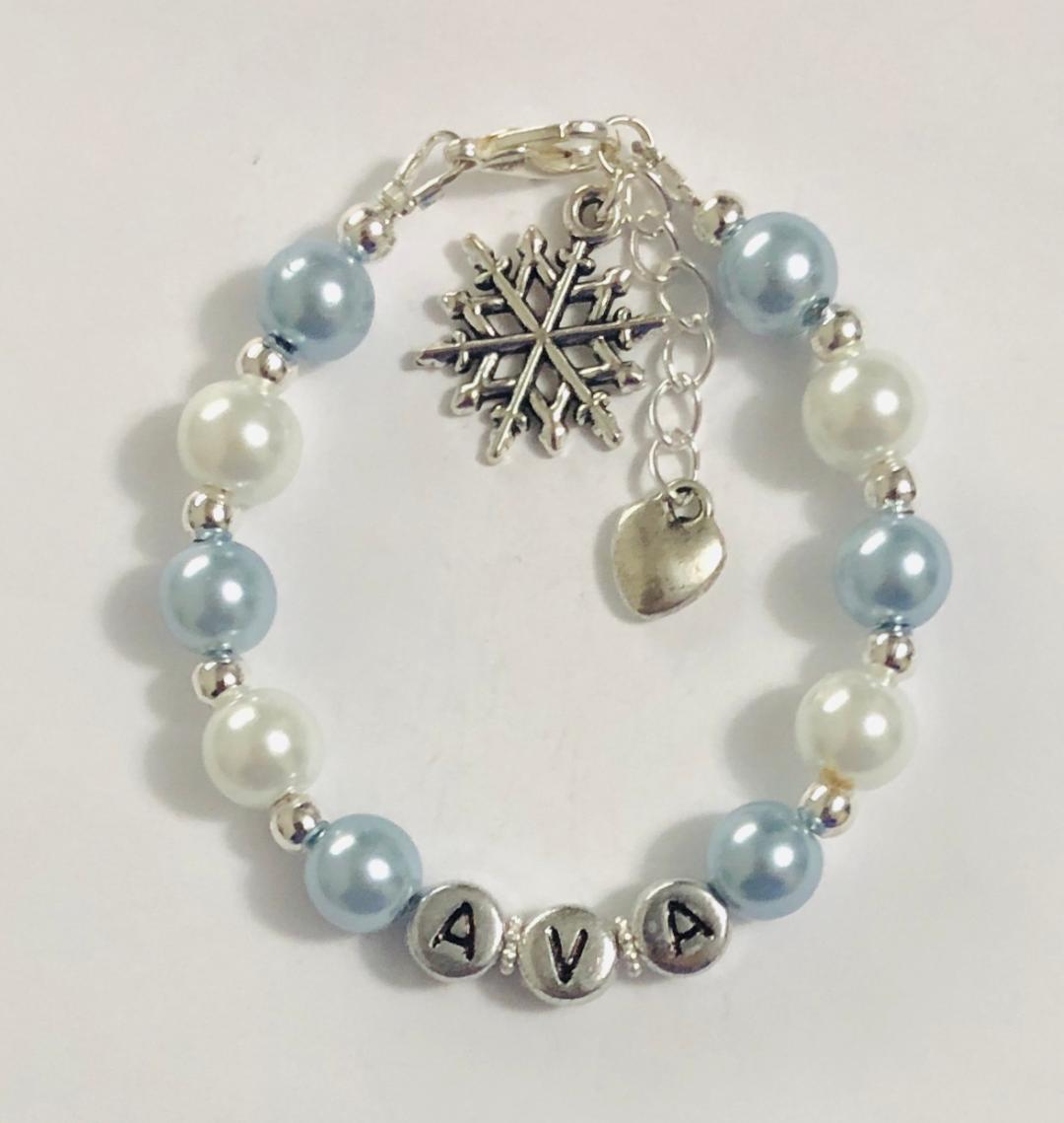 Christmas Name Snow Flake Bracelet (Made to Order)
