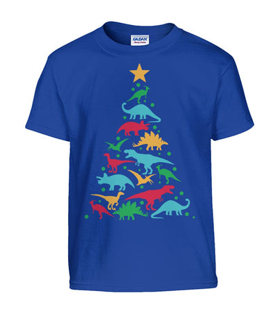 Dinosaur Christmas Tree Kids Tshirt