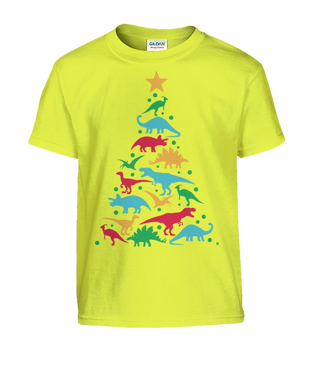 Dinosaur Christmas Tree Kids Tshirt