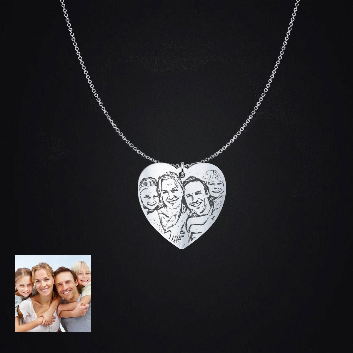 Love Custom Photo Silver Pendant