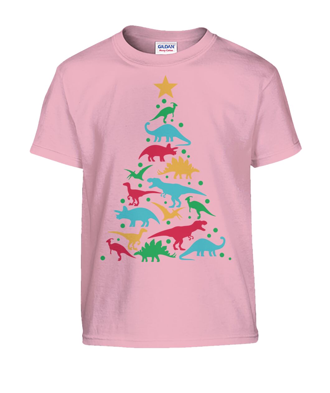 Dinosaur Christmas Tree Kids Tshirt