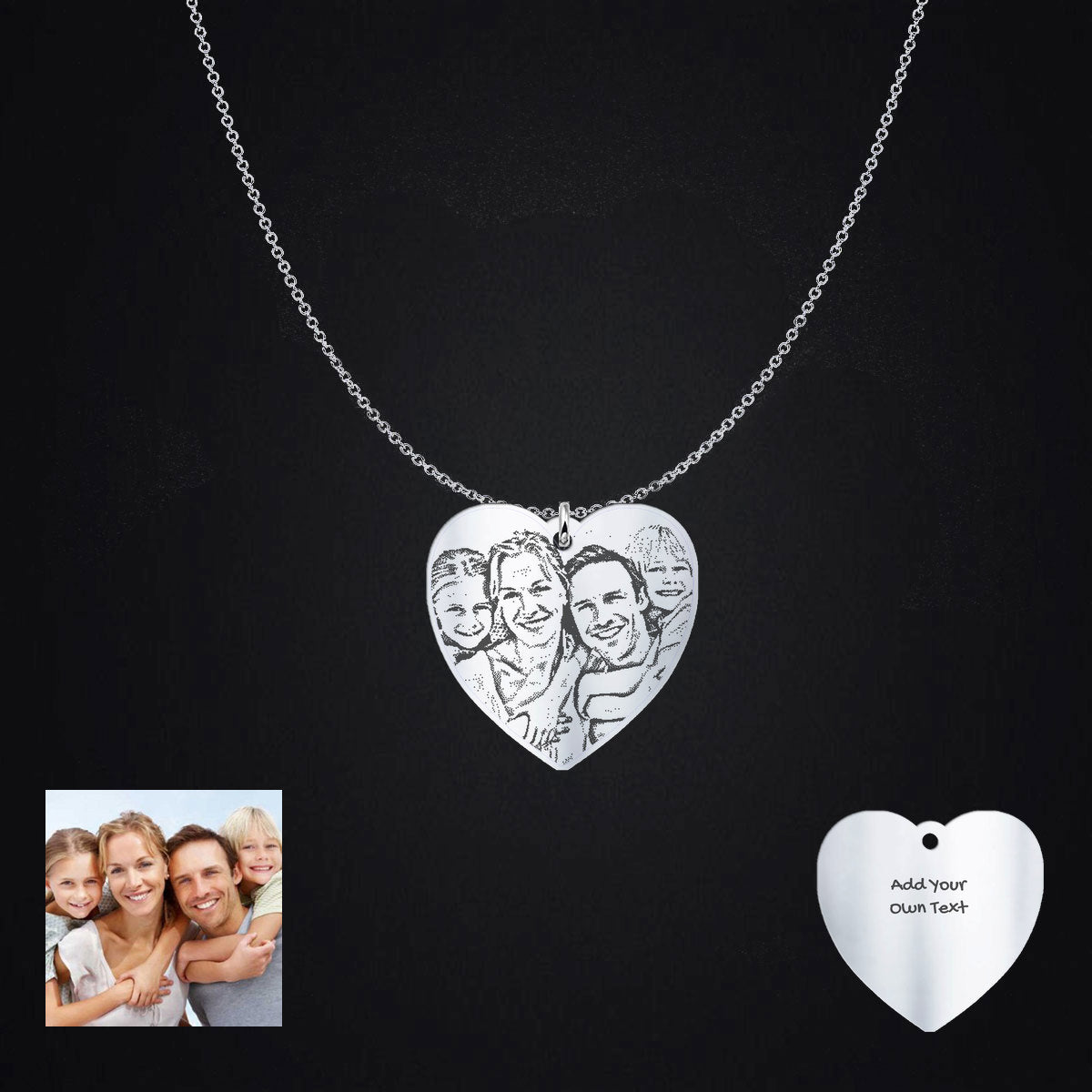 Love Custom Photo Silver Pendant
