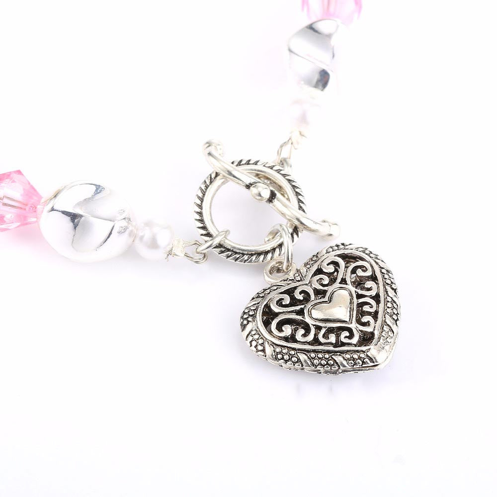 Granddaughter Heart Charm Bead Bracelet
