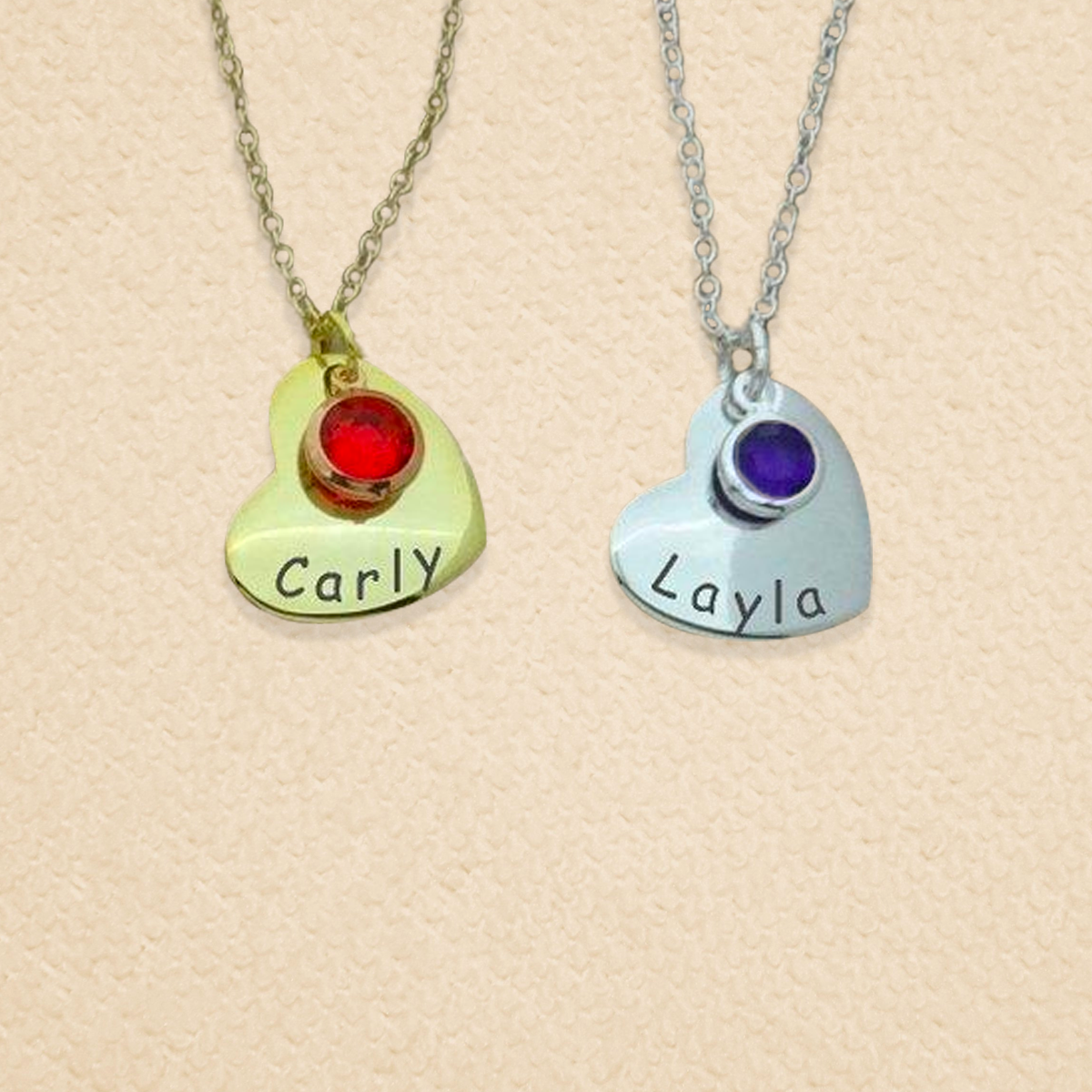 Personalized Granddaughter Birthstone Heart Necklace