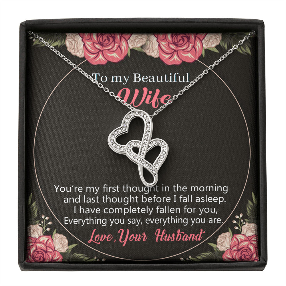 To My Beautiful Wife - Double Hearts Necklace