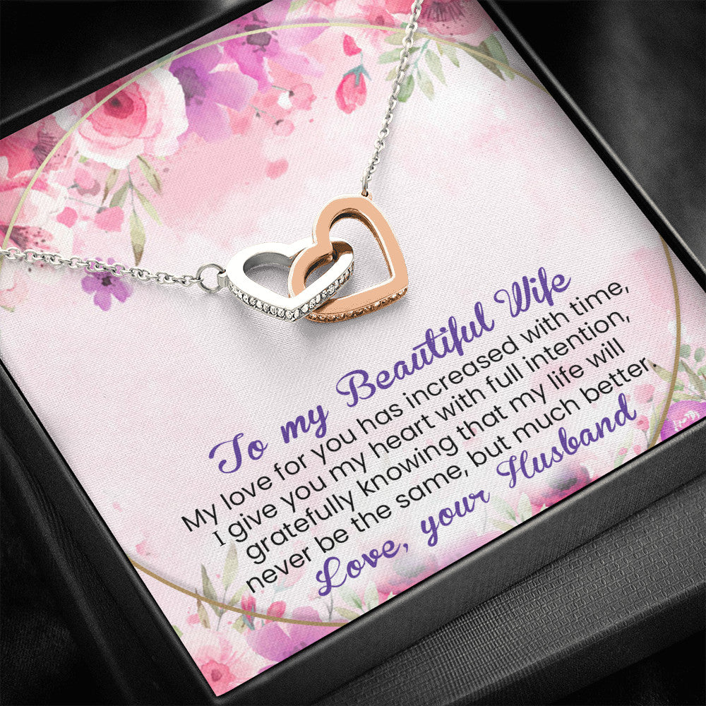 My Love For You has Increased With Time - Interlocking Hearts Necklace