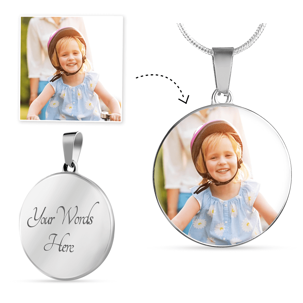 Limited Edition Round Necklace with YOUR Photo and Engraving