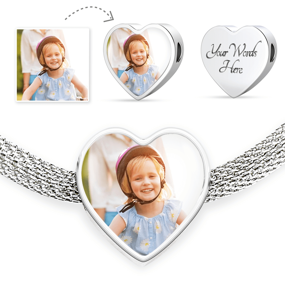 Bracelet Heart Charm with Your Photo