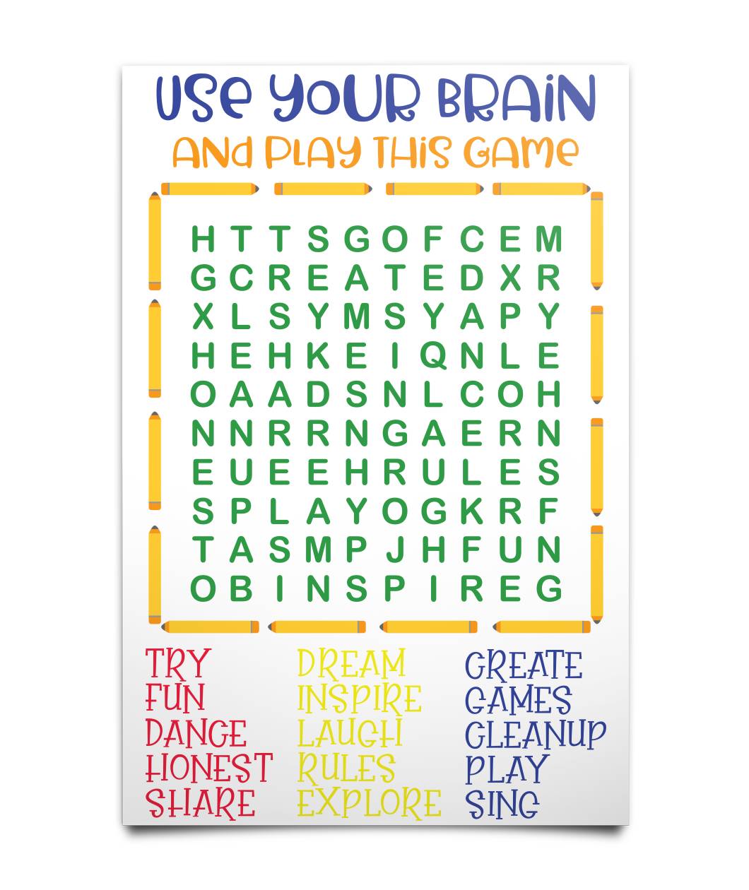 Playroom Word Search Poster