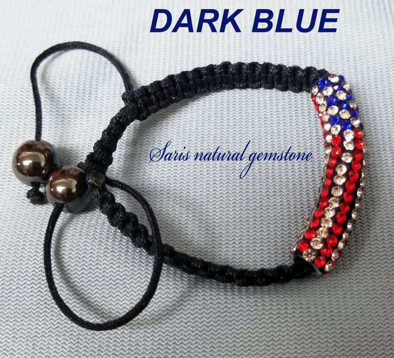 Patriotic July 4th Rhinestone Bracelet
