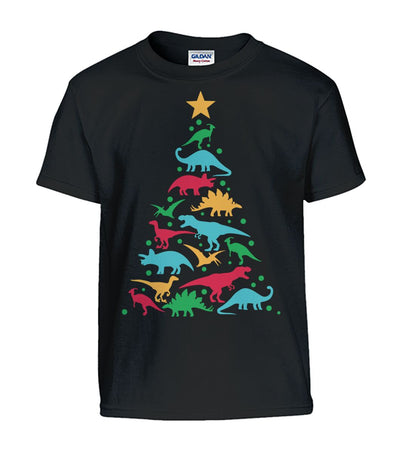 Dinosaur Christmas Tree Kids Tshirt