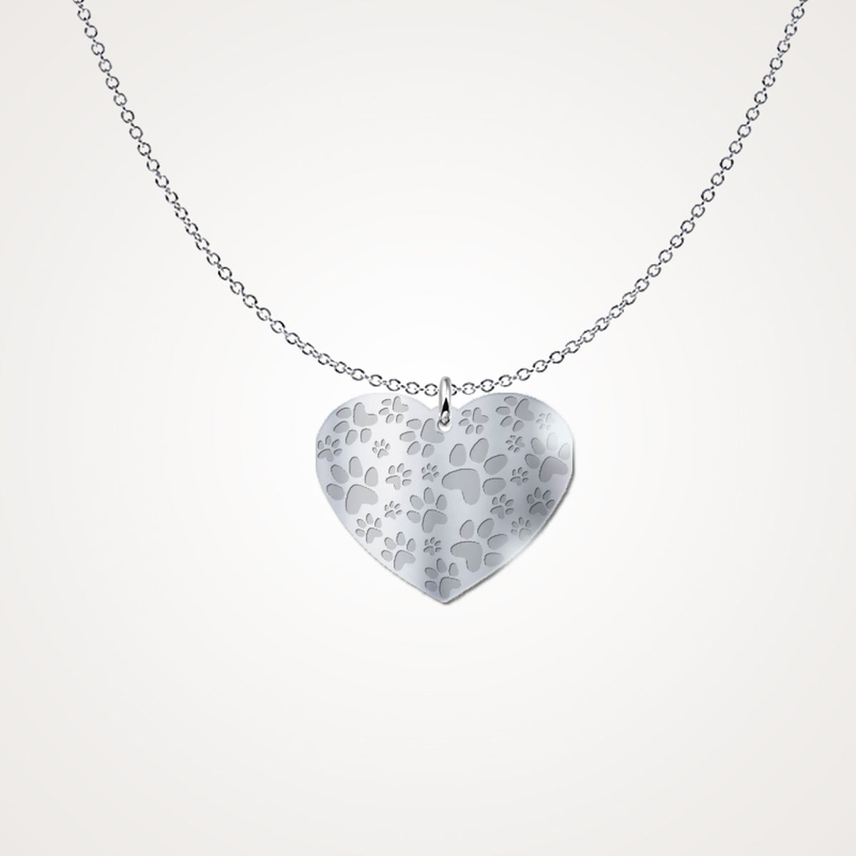 Paw Prints on My Heart Sterling Silver Necklace