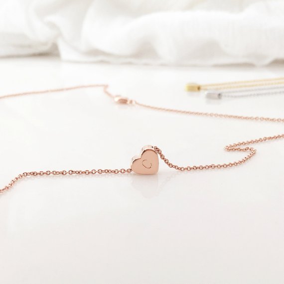Valentines Day Initial Heart Necklace