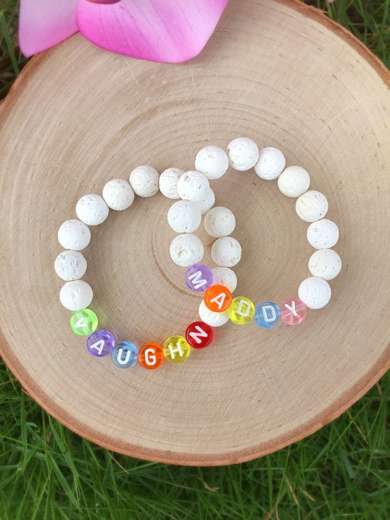 Personalized Name Essential Oil Beaded Bracelet