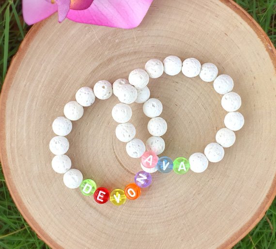 Personalized Name Essential Oil Beaded Bracelet