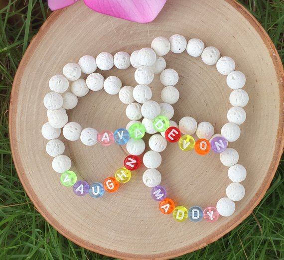 Personalized Name Essential Oil Beaded Bracelet