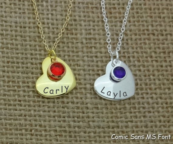 Personalized Granddaughter Birthstone Heart Necklace
