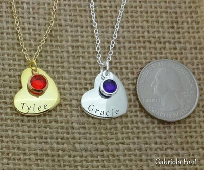 Personalized Granddaughter Birthstone Heart Necklace