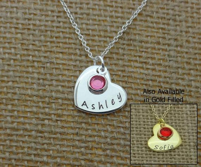 Personalized Granddaughter Birthstone Heart Necklace