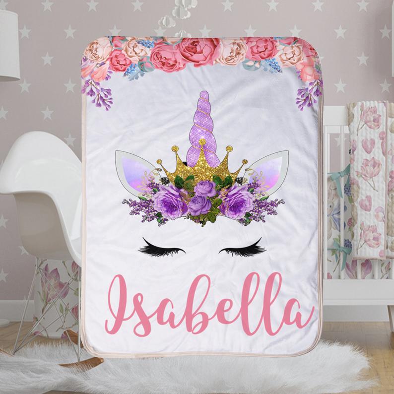 Personalized Unicorn Baby Blanket