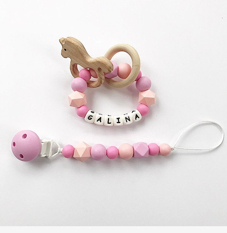Personalized Baby Teething Ring Set