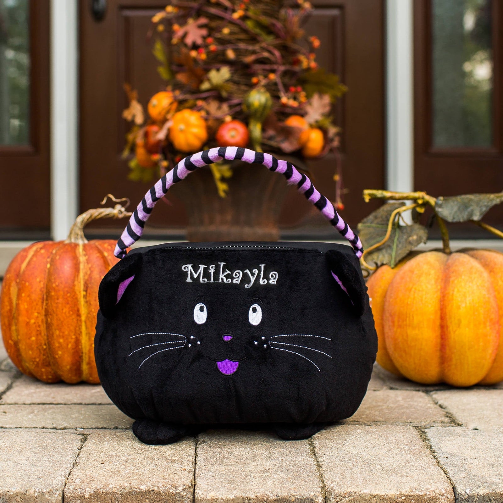 Black Cat Personalized Trick or Treat Basket