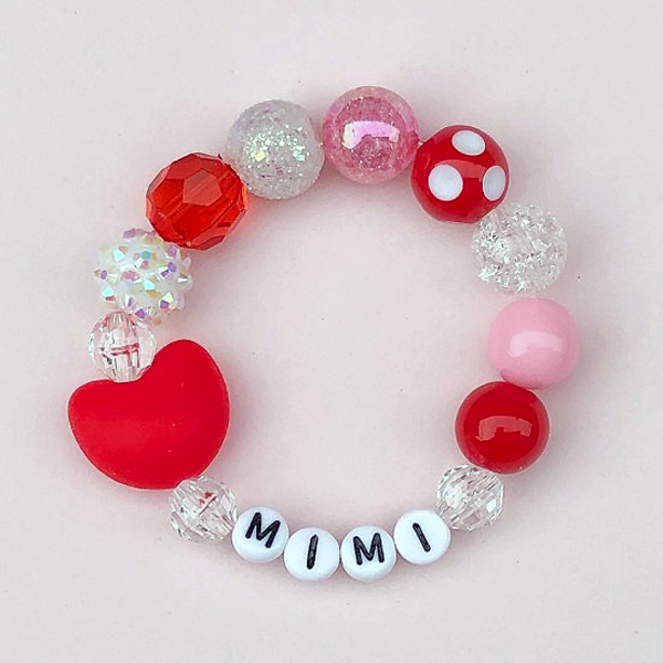 Personalized Kids Red Heart Bracelet