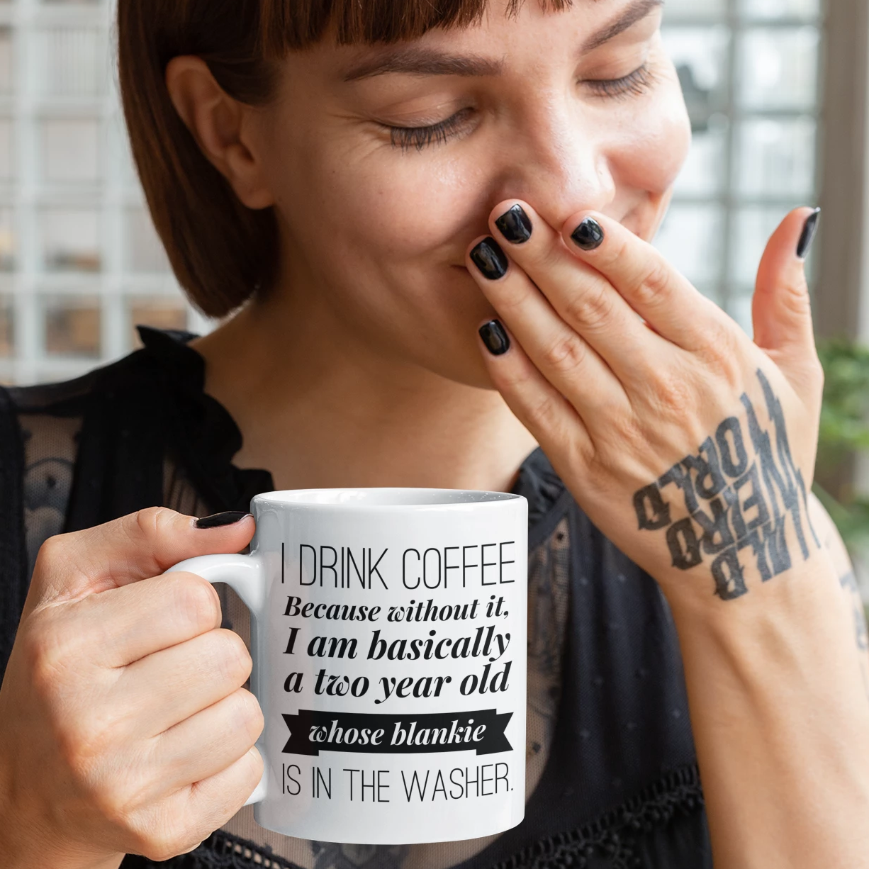 "Why I Drink Coffee" Mug White Coffee Mug